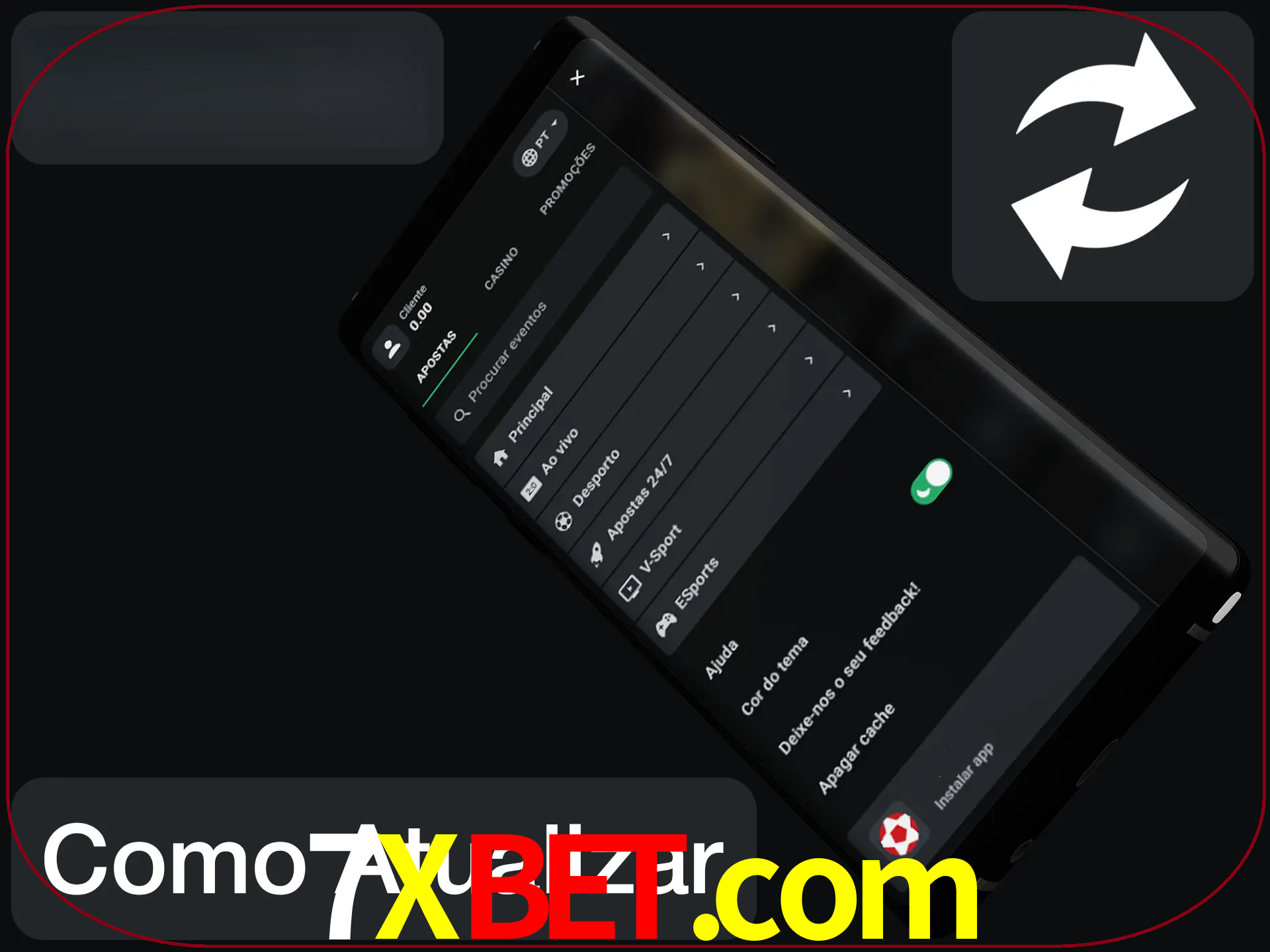 O aplicativo é atualizado automaticamente quando você faz o login.